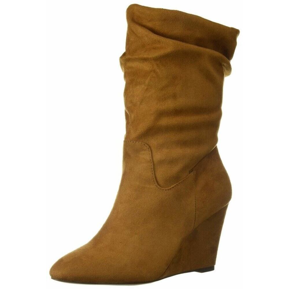 Athena Alexander Tan Slouch Faux Suede Hidden Wedge Fashion Boots 11